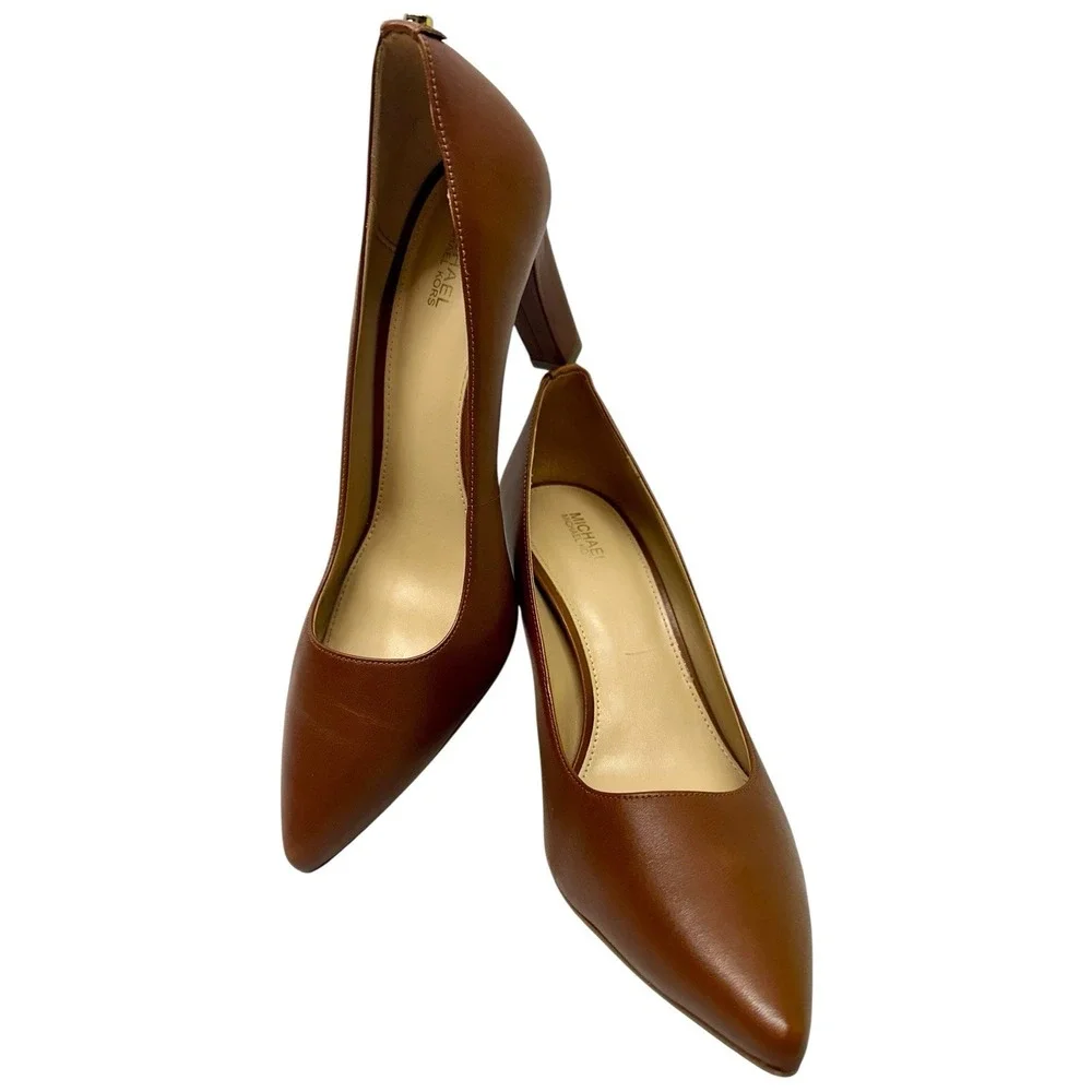 Michael Kors Dorothy Flex Pumps Heels Leather Shoes Black Pointy Toe 8.5M EUC